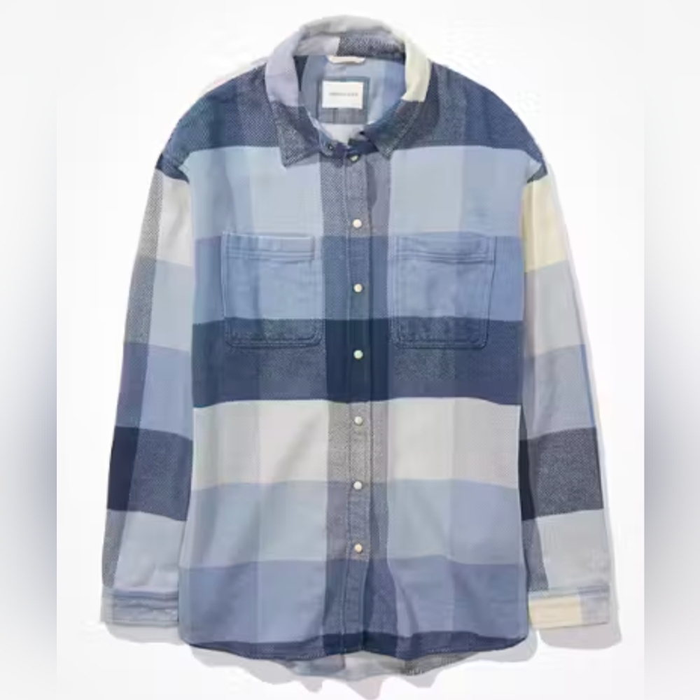 American Eagle AE Oversized Blue Flannel Shirt in Small EUC